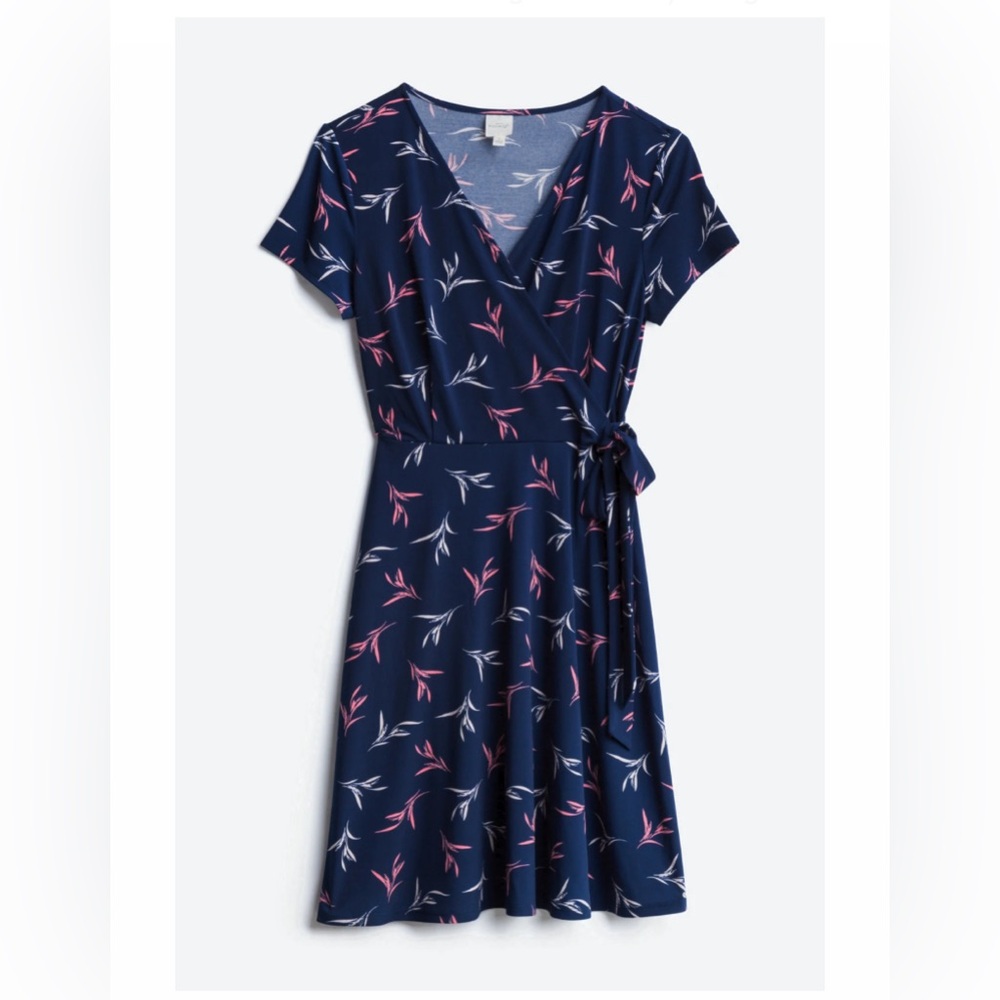 Kaileigh Faux Wrap Knit Dress. Flowy and stretchy